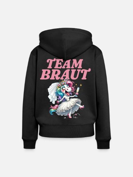 Team Braut Junggesellinnenabschied - Frauen Premium Bio Zip Hoodie - Schwarz
