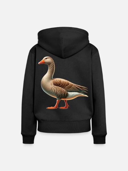 Pilgrim Gans - Frauen Premium Bio Zip Hoodie - Schwarz