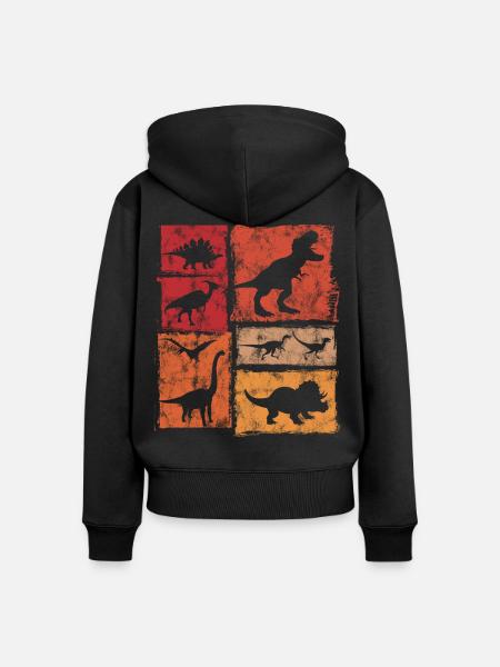Retro Dinosaurier Grafik - Frauen Premium Bio Zip Hoodie - Schwarz