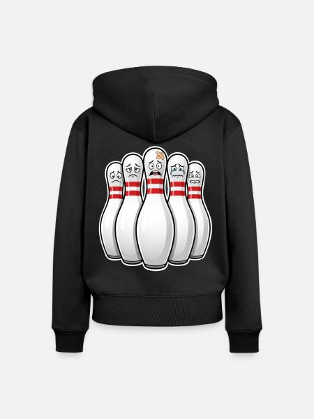 Kegeln Bowling Pins - Frauen Premium Bio Zip Hoodie - Schwarz