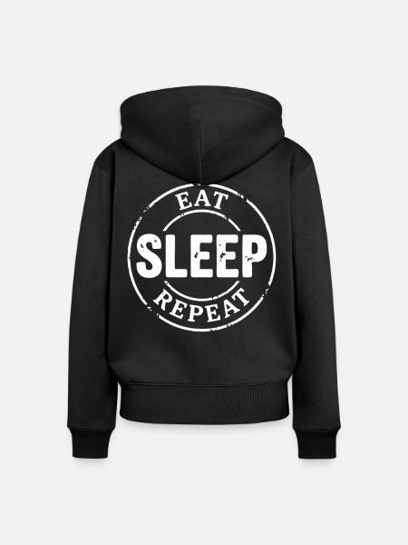 Eat Sleep Repeat Stempel - Frauen Premium Bio Zip Hoodie - Schwarz