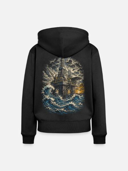 Bohrinsel Ölplattformarbeiter - Frauen Premium Bio Zip Hoodie - Schwarz