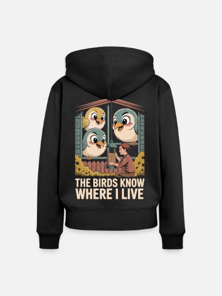 Die Vögel kennen mein Zuhause - Frauen Premium Bio Zip Hoodie - Schwarz