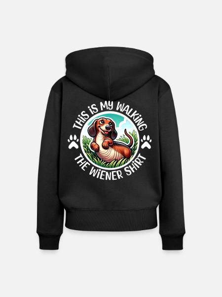 Dackel Gassi Gehen - Frauen Premium Bio Zip Hoodie - Schwarz