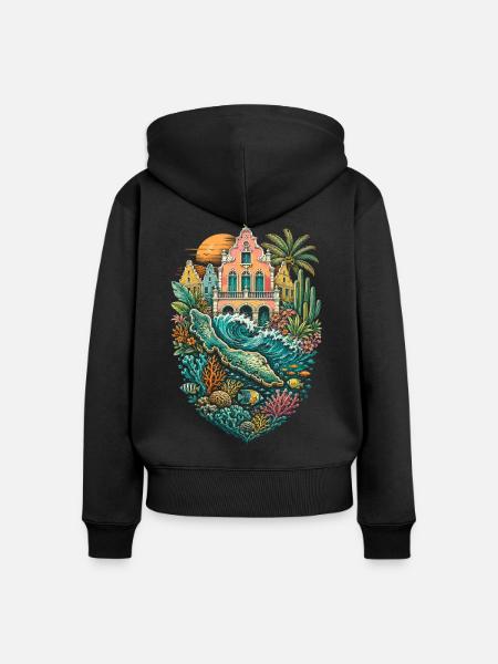 Curacao - Frauen Premium Bio Zip Hoodie - Schwarz