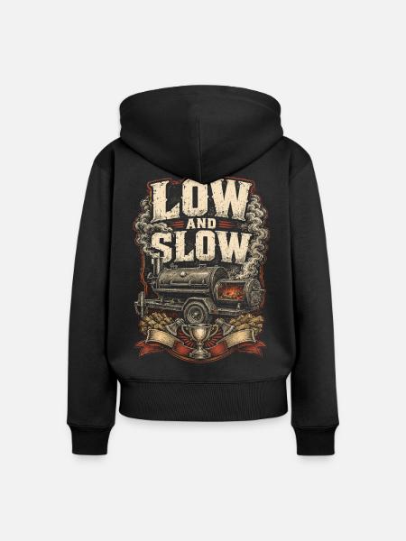 BBQ Wettkampf Low And Slow - Frauen Premium Bio Zip Hoodie - Schwarz