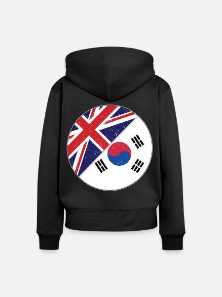 Korea - Frauen Premium Bio Zip Hoodie - Schwarz