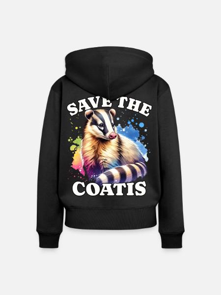 Nasenbär Save Coati - Frauen Premium Bio Zip Hoodie - Schwarz