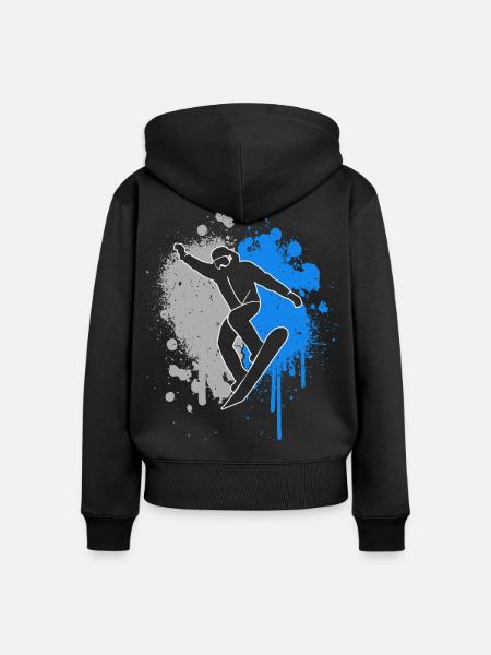 Snowboarder Snowboarden Farbklecks Snowboard - Frauen Premium Bio Zip Hoodie - Schwarz