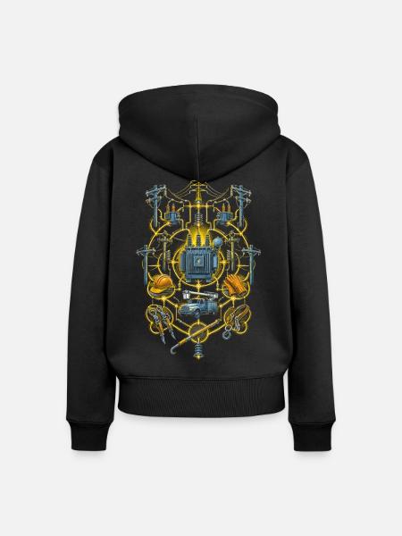 Leitungsmonteur Freileitungsmonteur - Frauen Premium Bio Zip Hoodie - Schwarz