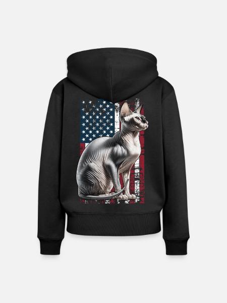 Sphynx Cat US Sphynxkatze - Frauen Premium Bio Zip Hoodie - Schwarz