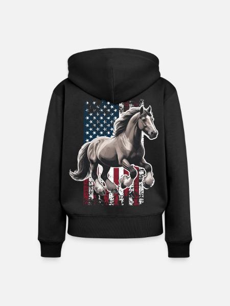 Belgian Draft US Belgisches Zugpferd - Frauen Premium Bio Zip Hoodie - Schwarz