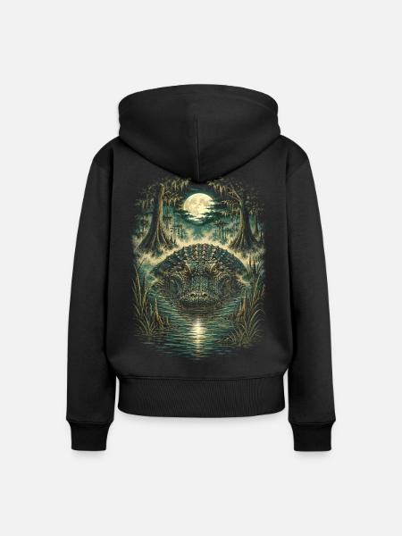 Sumpf Alligator - Frauen Premium Bio Zip Hoodie - Schwarz