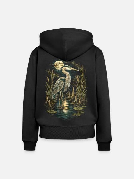 Sumpf Reiher - Frauen Premium Bio Zip Hoodie - Schwarz