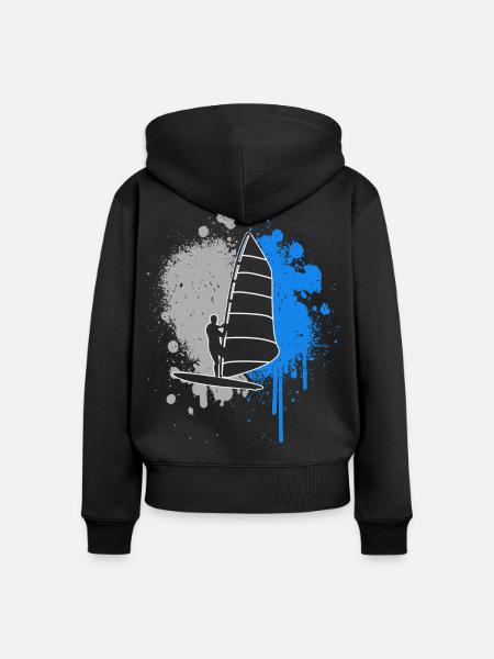 Windsurfen Windsurfer Farbklecks Jungen Windsurf - Frauen Premium Bio Zip Hoodie - Schwarz