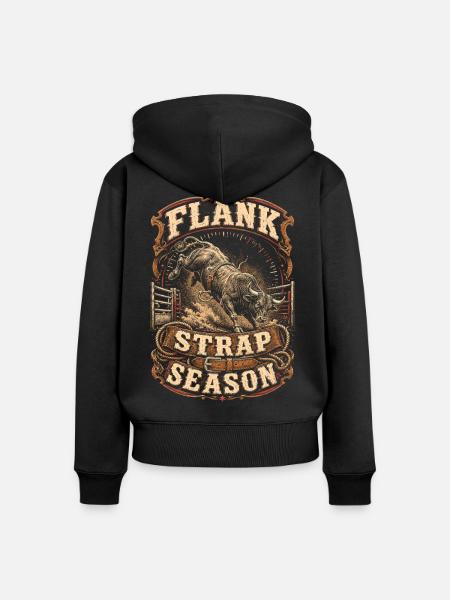 Rodeo Amerikanisch Flank Strap Season - Frauen Premium Bio Zip Hoodie - Schwarz