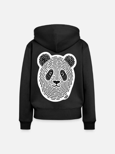 Panda Line Art monochromes Gesicht - Frauen Premium Bio Zip Hoodie - Schwarz