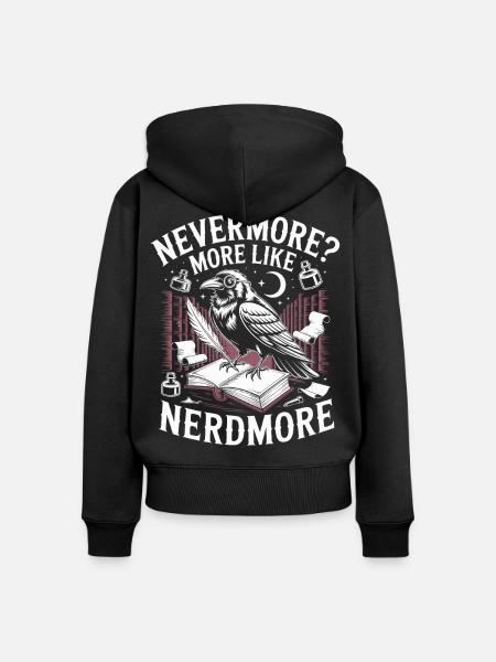 Rabe Nevermore Parodie - Frauen Premium Bio Zip Hoodie - Schwarz