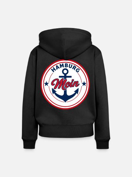Hamburg Moin Rundemblem Schiff Anker - Frauen Premium Bio Zip Hoodie - Schwarz