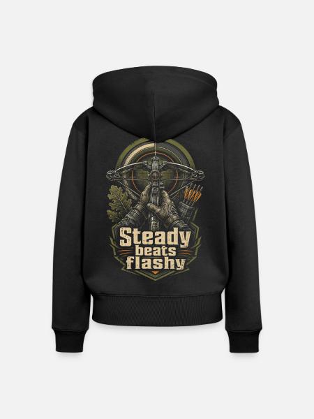 Armbrust Armbrustschütze Steady Beats Flashy - Frauen Premium Bio Zip Hoodie - Schwarz
