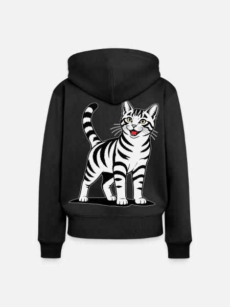 Katze stehend farbig - Frauen Premium Bio Zip Hoodie - Schwarz