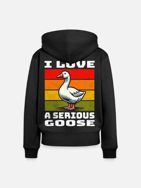 Goose Gans - Frauen Premium Bio Zip Hoodie - Schwarz