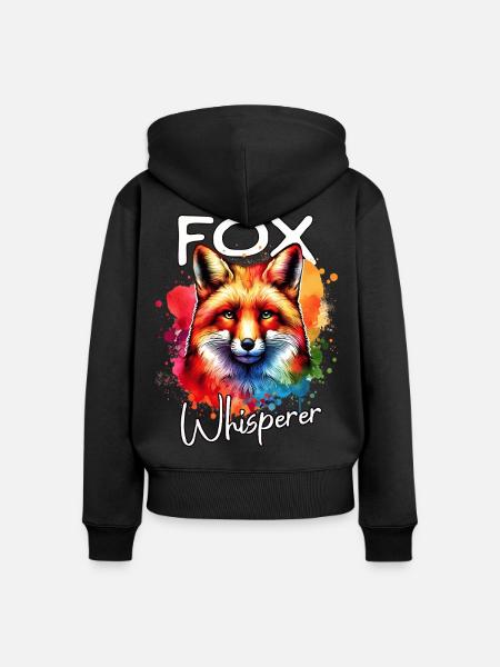 Rotfuchs Fuchs Flüsterer - Frauen Premium Bio Zip Hoodie - Schwarz
