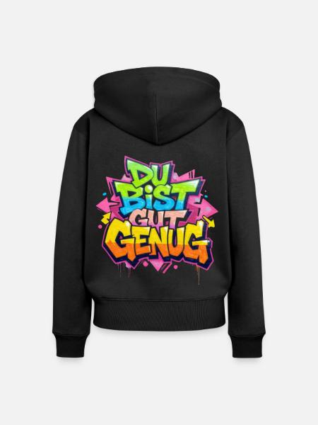 DU BIST GUT GENUG - Frauen Premium Bio Zip Hoodie - Schwarz