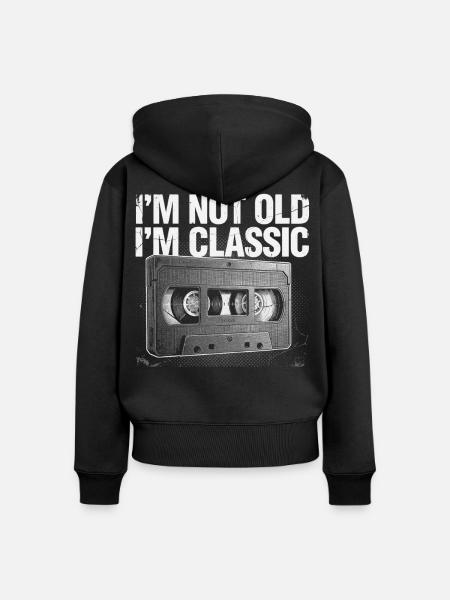 Nicht alt, ich bin klassische Kassette - Frauen Premium Bio Zip Hoodie - Schwarz