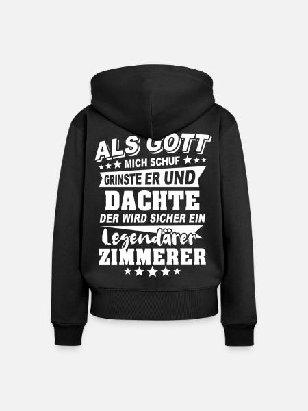 Zimmerer - Frauen Premium Bio Zip Hoodie - Schwarz