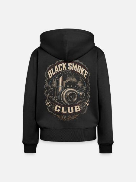 Rolling Coal Black Smoke Club - Frauen Premium Bio Zip Hoodie - Schwarz