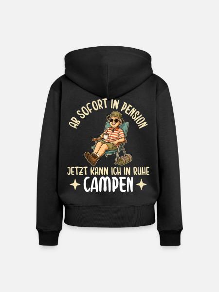 Pensionärin in Ruhe Campen Pensionierung - Frauen Premium Bio Zip Hoodie - Schwarz