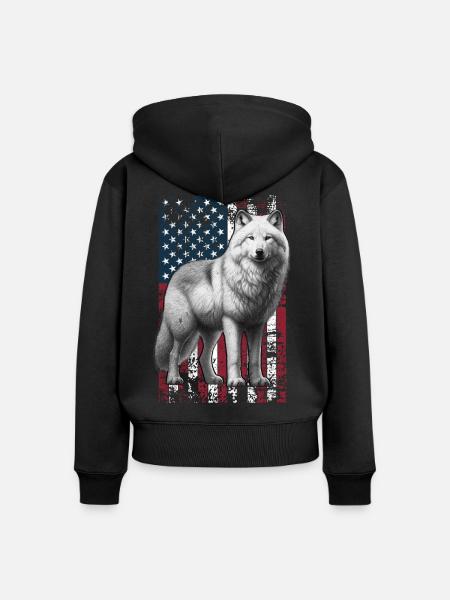 Arctic Wolf US Polarwolf - Frauen Premium Bio Zip Hoodie - Schwarz