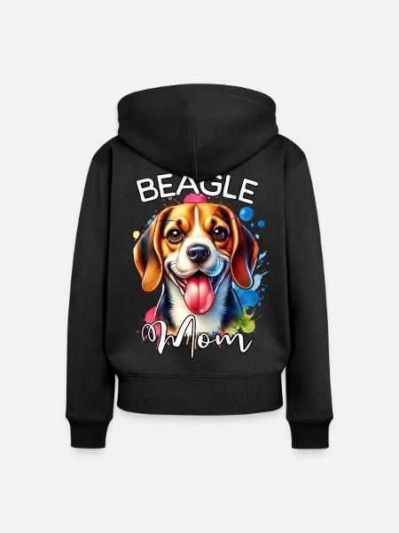 Beagle Mama - Frauen Premium Bio Zip Hoodie - Schwarz