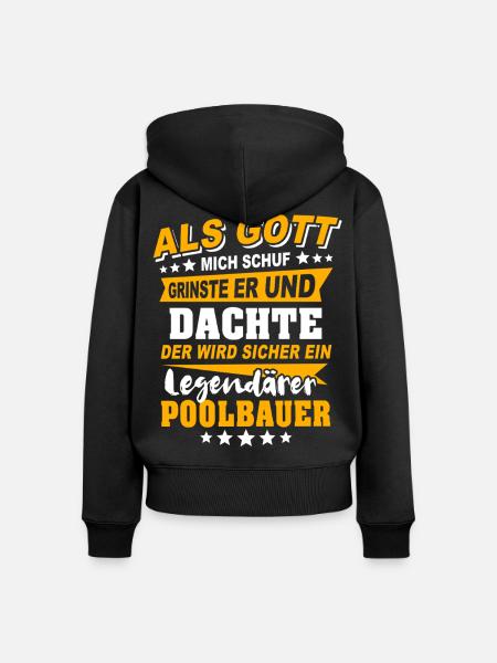Poolbauer Sprüche - Frauen Premium Bio Zip Hoodie - Schwarz