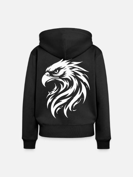 Adler Tribal Greifvogel Kunstwerk - Frauen Premium Bio Zip Hoodie - Schwarz