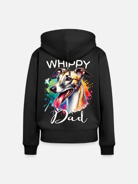 Windhund Papa - Frauen Premium Bio Zip Hoodie - Schwarz