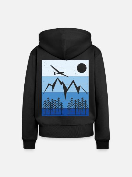 Segelflug Landschaft Design - Frauen Premium Bio Zip Hoodie - Schwarz