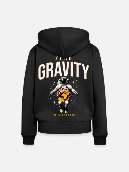 Zero Gravity Astronaut Erde Weltraum - Frauen Premium Bio Zip Hoodie - Schwarz