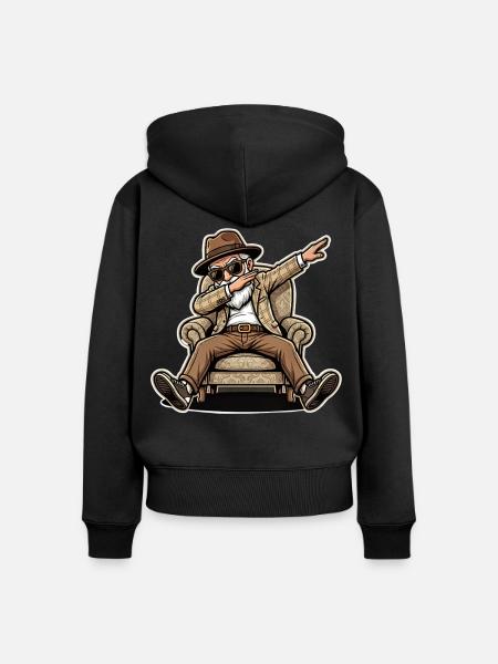 Cooler Rentner Opa - Frauen Premium Bio Zip Hoodie - Schwarz