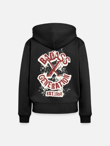 Badass Generation X 1968 - Frauen Premium Bio Zip Hoodie - Schwarz