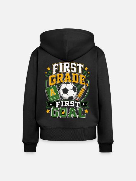 Einschulung Fußball - Frauen Premium Bio Zip Hoodie - Schwarz