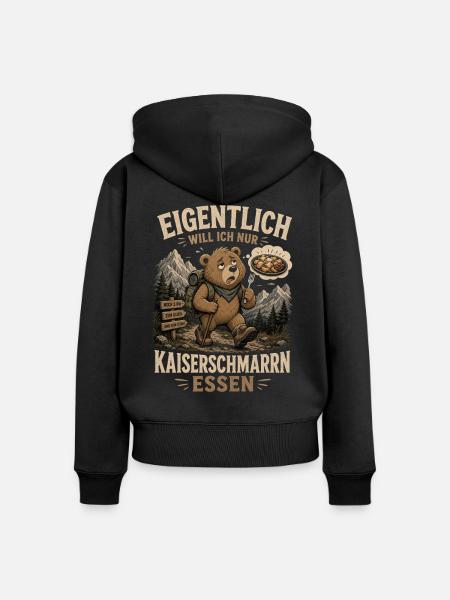 Kaiserschmarrn Wanderer - Frauen Premium Bio Zip Hoodie - Schwarz
