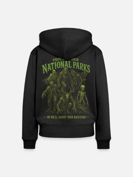 Kryptiden schützen unsere Nationalparks - Frauen Premium Bio Zip Hoodie - Schwarz