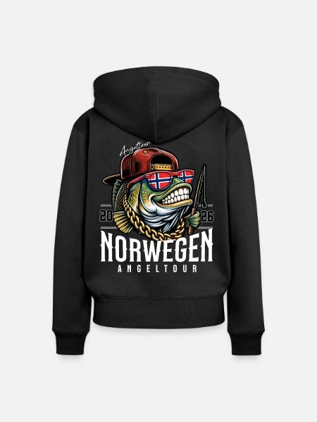 Norwegen Angeltour 2026 - Frauen Premium Bio Zip Hoodie - Schwarz
