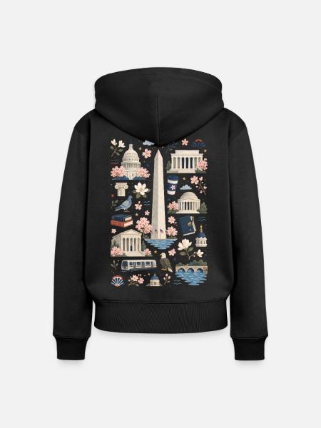 Washington D.C. | Monumente & Kirschblüten - Frauen Premium Bio Zip Hoodie - Schwarz