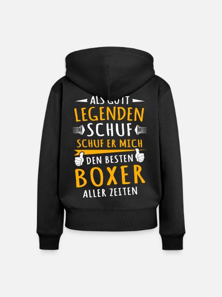 Boxer - Frauen Premium Bio Zip Hoodie - Schwarz