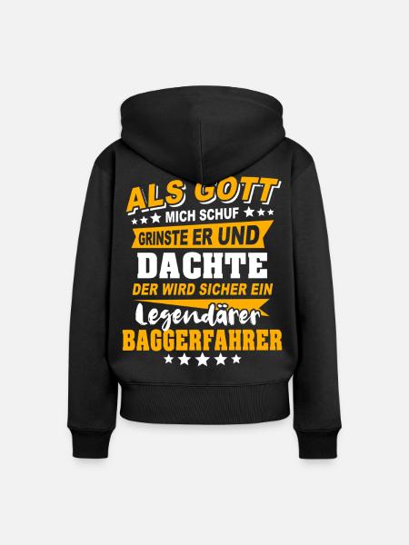 Baggerfahrer Sprüche - Frauen Premium Bio Zip Hoodie - Schwarz