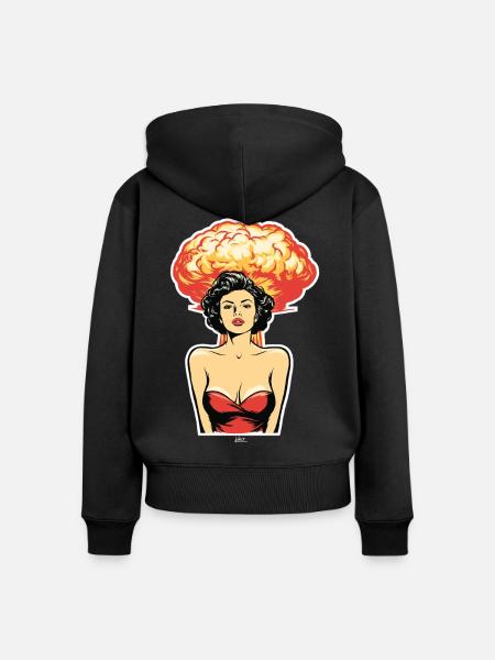 Retro Pop Bombshell Kunst - Frauen Premium Bio Zip Hoodie - Schwarz