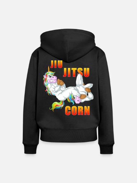 Jiu-Jitsu-Einhorn - Frauen Premium Bio Zip Hoodie - Schwarz